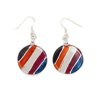 SWE547 - Multi-colour Glass Round Striped Drop Earring