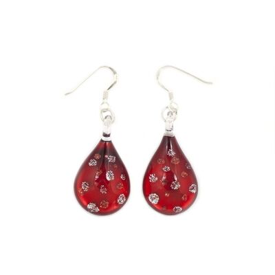 SWE510 - Red Glass Teardrop Sparkle Drop Earring