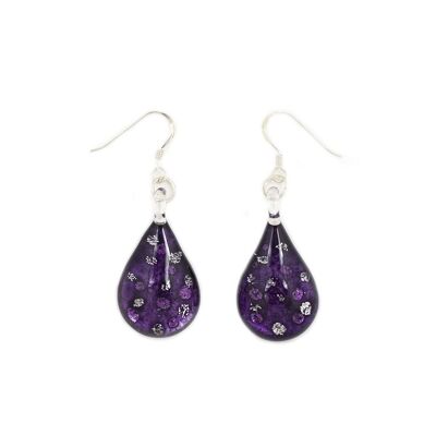 SWE509 - Purple Glass Teardrop Sparkle Drop Earring