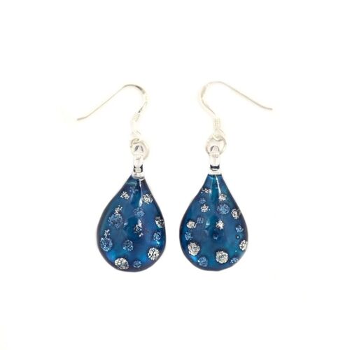 SWE511 - Blue Glass Teardrop Sparkle Drop Earring
