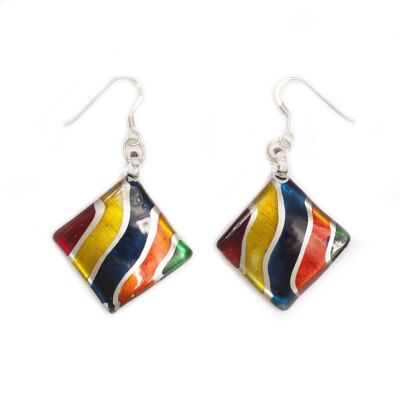 SWE548 - Multi-colour Glass Diamond Striped Drop Earring