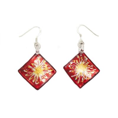 SWE513 - Red Glass Diamond Drop Earring