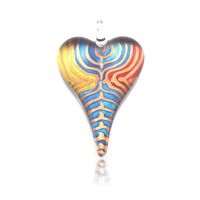 SWN556 - Multi-colour Glass Heart Pendant Necklace