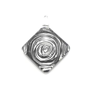 SWN567 - Collier pendentif tourbillon de diamants en verre noir 1