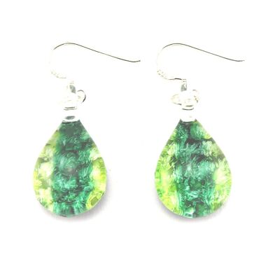 SWE559 - Green Glass Teardrop Drop Earring