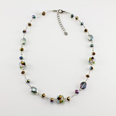 SWN0008MU - OLIVIA - Multi Coloured Glass Crystal Necklace