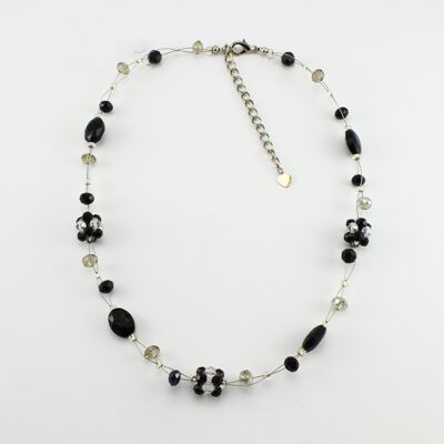 SWN0008BK - OLIVIA - Black Glass Crystal Necklace