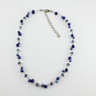 SWN0017BL - SOPHIE - Navy Freshwater Pearl Necklace