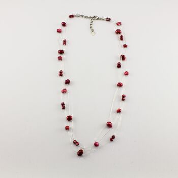 SWN0050RE - MILLY - Collier de perles d'eau douce rouges 1