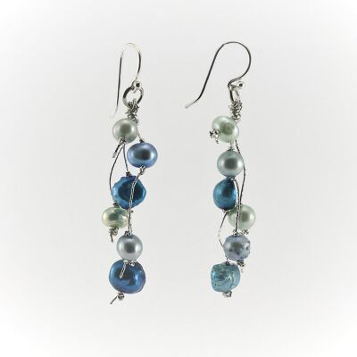 SWE0050BL - MILLY - Blue Freshwater Pearl Drop Earring