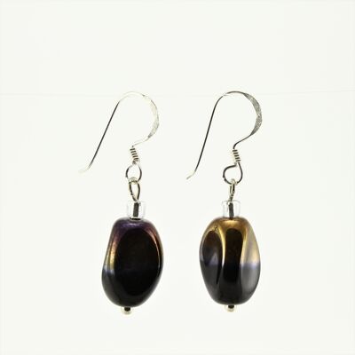 SWE0029BK - ALICE - Black/Gold Glass Crystal Drop Earrings