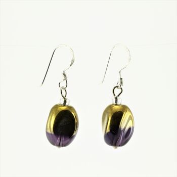 SWE0029PU - ALICE - Boucles d'oreilles pendantes en cristal de verre violet/or 1