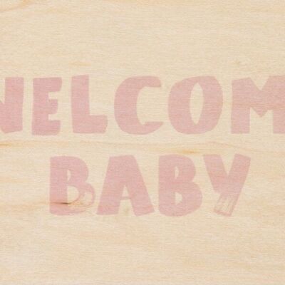 Wooden postcard - painted words baby pink