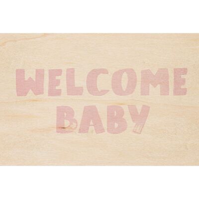 Carte postale en bois - painted words baby pink