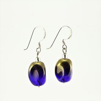 SWE0029BL - ALICE - Boucles d'oreilles pendantes en cristal de verre bleu marine/or 1