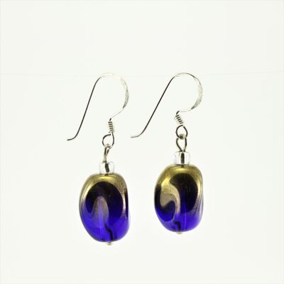 SWE0029BL - ALICE - Navy/Gold Glass Crystal Drop Earrings