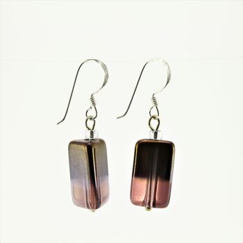 PIPPA - Boucles d'oreilles pendantes en cristal de verre rectangle violet/or 1