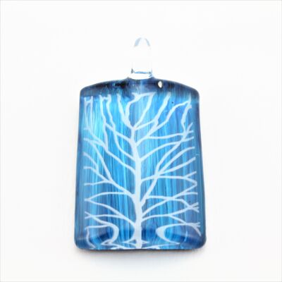 SWN576 Turquoise Rectangle Glass Pendant Necklace