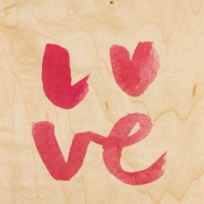 Postal de madera - palabras pintadas amor