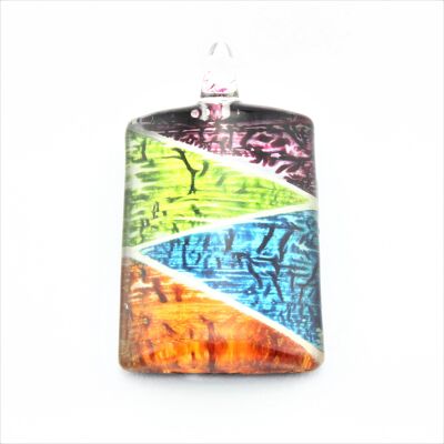 SWN587 Multi Coloured Rectangle Glass Pendant Necklace