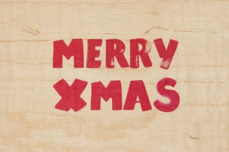 Weihnachtspostkarte - gemalte Worte Weihnachten