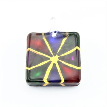 SWN596 Collier pendentif en verre carré multicolore 1