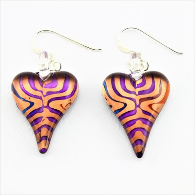 SWE573 - Multi Coloured Glass Heart Earrings