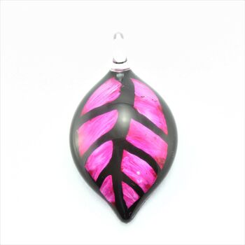 SWN598 Collier pendentif en verre feuille rose 1
