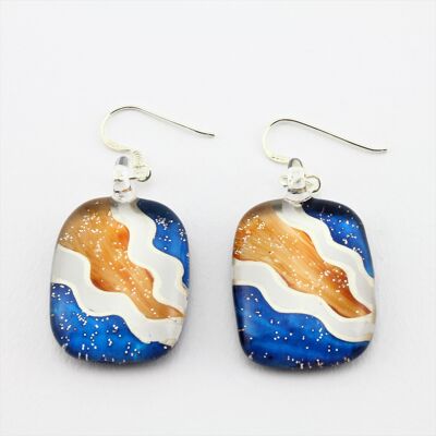 SWE581 - Multi Coloured Oval Glass Earrings