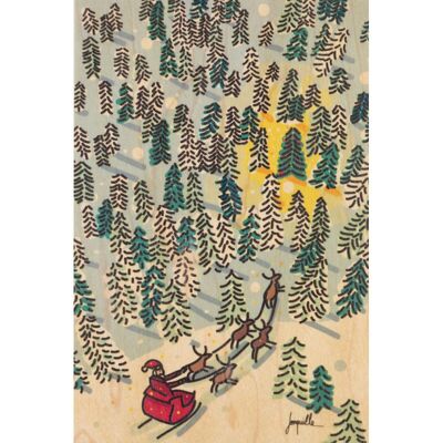 Carte postale en bois - wishes Santa