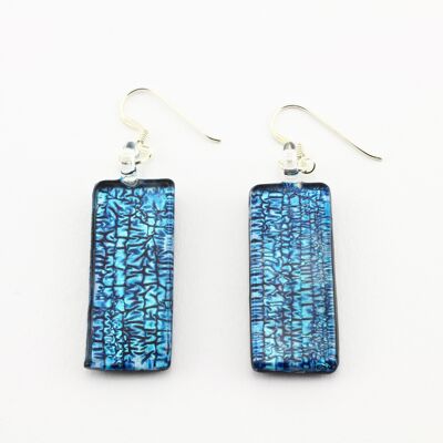 WSWE588 - Rectangle Blue Glass Earrings