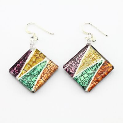 WSWE585 - Multi Coloured Diamond Glass Earrings