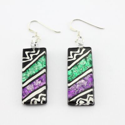 WSWE583 - Rectangle Multi Coloured Glass Earrings