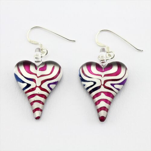 WSWE575 - Multi Coloured Glass Heart Earrings