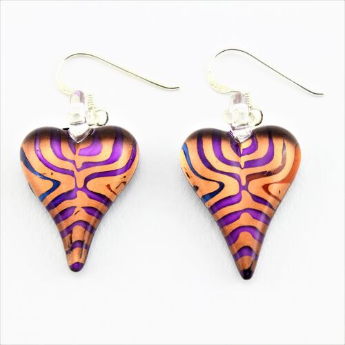 WSWE573 - Multi Coloured Glass Heart Earrings