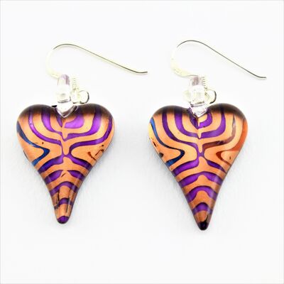 WSWE573 - Multi Coloured Glass Heart Earrings