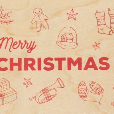 Carte postale en bois - greetings christmas