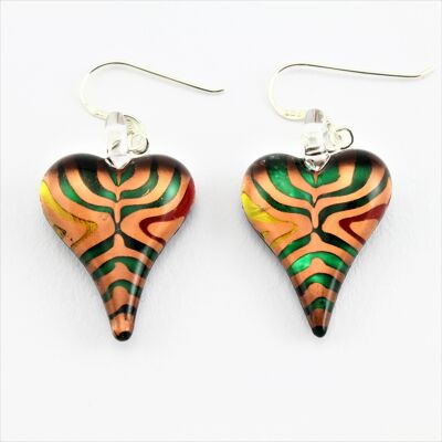 WSWE574 - Multi Coloured Glass Heart Earrings