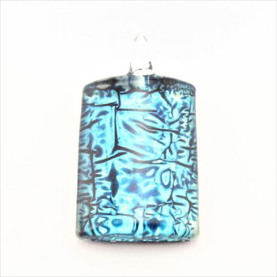 WSWN588 Blue Rectangle Glass Pendant Necklace