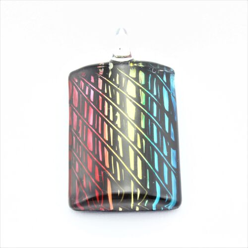 WSWN590 Multi Coloured Rectangle Glass Pendant Necklace