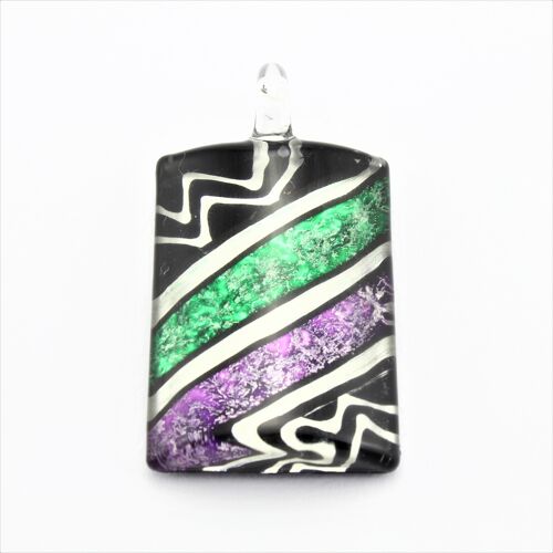 WSWN583 Multi Coloured Rectangle Glass Pendant Necklace