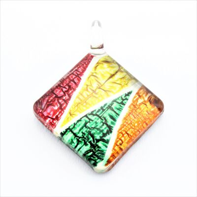 WSWN585 Multi Coloured Diamond Glass Pendant Necklace