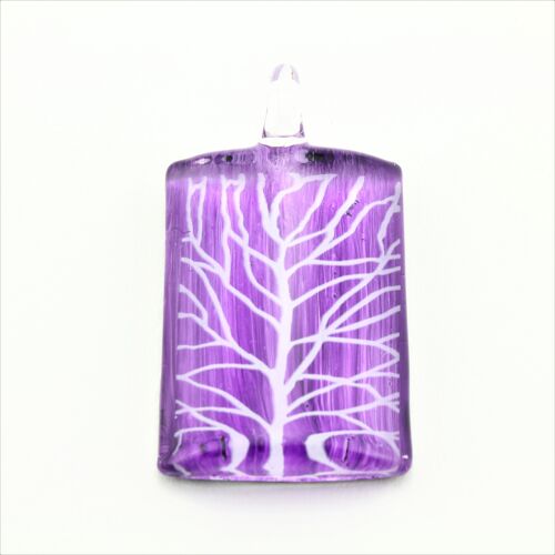 WSWN579 Purple Rectangle Glass Pendant Necklace