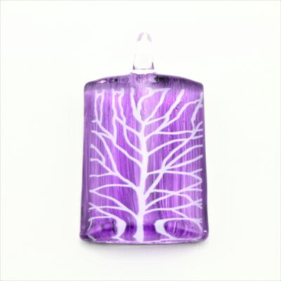 WSWN579 Purple Rectangle Glass Pendant Necklace