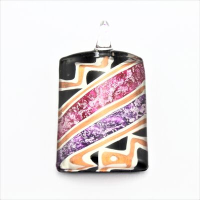 WSWN582 Multi Coloured Rectangle Glass Pendant Necklace