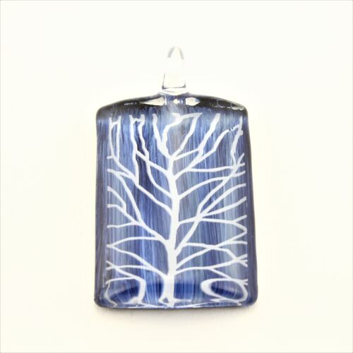 WSWN578 Blue Rectangle Glass Pendant Necklace