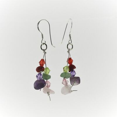 WSWE0060MU- MIA - Multi Coloured Gemstone Drop Earrings