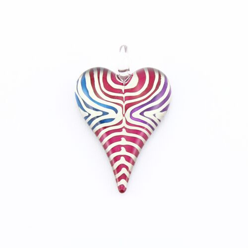 WSWN575 Multi Coloured Heart Glass Pendant