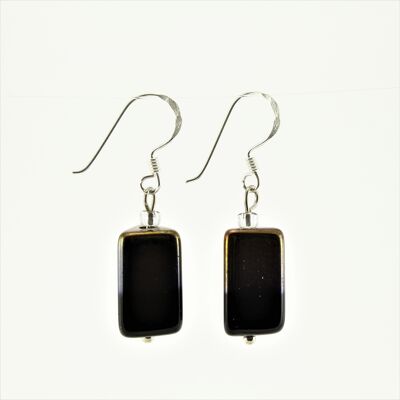 WSWE0043BK - PIPPA - Black/Gold Rectangle Glass Crystal Drop Earrings