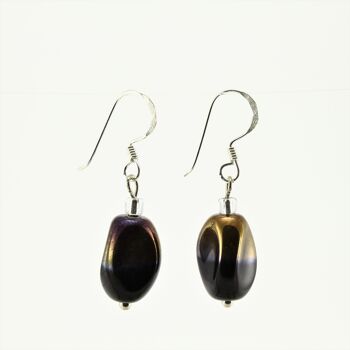 WSWE0029BK - ALICE - Boucles d'oreilles pendantes en cristal de verre noir/or 1